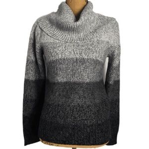 Currants Cowl Neckline Ombré Grey Knit Casual Winter Sweater M.